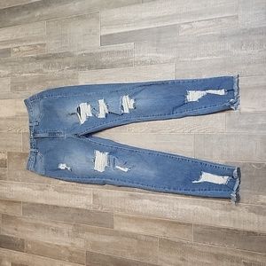 NWT Fashion Nova brand med wash high waisted distressed skinny jeans